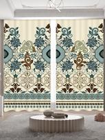 Custom Southeast Asia Bohemian Curtains Vintage Minority Style Curtains Geometric Printed Curtains Hotel Living Room Bedroom 2x50W100H(CM)&Grommet Top white
