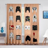 Boys Gaming Sheer Voile Curtain Teens Gamepad Video Games Controller Window Tulle Curtains for Living Room Bedroom Decorations 100W130H(CM)40x51in&Grommet Top beige