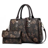2piece Set Printed Women's Bag Fashion Women's Crossbody Bags Leather Shoulder Bags High Quality Tote Bag Boston Female Handbag white