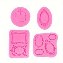 1set/4pcs European Embossed Cross Silicone Mold Fondant Rim, Cake Decoration Clay Drip Accessories, Baking Chocolate Decoration Accessories Pack of 4