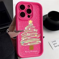 Kalėdinis telefono dėklas iPhone 11 13 12 14 15 16 Pro Max XR XS Samsung A15 A55 A05 Redmi 12 13C OPPO A16 A18 A60 Reno 11 Vivo Y17S Y12 infinix note iPhone 7&8 rožinė