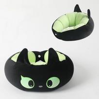 Black cat series home neck pillow office neck pillow travel nap pillow cartoon dual use U-shaped pillow beige