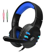 A68 laidinė švytinti žaidimų ausinė su galingais žemaisiais dažniais e-sportui ir žaidimų reklamai non-luminous version double plug mėlyna/juoda