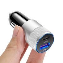 3.1A USB+PD Aluminum Car Charger for Mobile Phones USB+PD