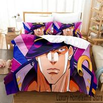 Anime JoJo's Bizarre Adventure Patalynės Komplektas Antklodės Užvalkalas Lovos Komplektas Antklodės Užvalkalas Pagalvės Užvalkalas Antklodė King Queen Dydis Berniukams Suaugusiems 70x133cm 2pcs