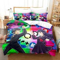 Kawaii Anime Hi Score Girl Bedding Set Single Twin Full Queen King Size Bed Set Adult Kid Bedroom Duvet cover Sets Home Textiles 70x133cm 2pcs beige