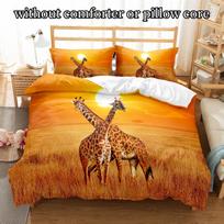 Vibrant 3D Giraffe Print Duvet Cover Set - Soft, All-Season, Machine Washable Polyester Bedding with Zipper Closure, Animal Them EU Single135x200cm