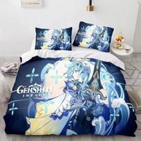 Žaidimų Genshin Impact Eula Patalynės Komplektas Anime 3D Berniukams Paaugliams Antklodės Užvalkalų Komplektas Minkšti Patalynės Karalienės Karaliaus Vienvietės Dydžio Miegamojo Dekoras 70x133cm 2pcs gray