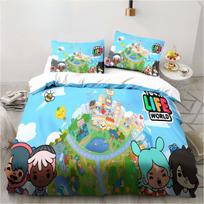 New Game Toca Life World Bedding Set Excavator Sheet King Twin Double Child Bedding Set Mircofiber or Polyester Duvet Cover Set EU Single(135x200cm)