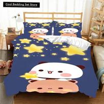 Kawaii Bubu ir Dudu 3D spausdinimo anime patalynės komplektas Antklodės užvalkalas Antklodė Lova Vienvietė Twin Pilna King Queen Dydžio Patalynės Komplektas Vaikams EU single(135x200cm)