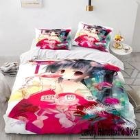 3D Anime Kawaii Seksualus mergaičių patalynės komplektas berniukams, mergaitems, dviem karalienės dydžio antklodės užvalkalas pagalvės užvalkalas lovai vaikams suaugusiųjų mados namų tekstilė 70x133cm 2pcs gray