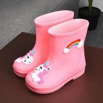 botas de lluvia Children shoe Cartoon Rubber boots for children Cute Princess Rain Shoes Boy Water Shoes Anti slip Infant boots 26-insole16cm rožinė