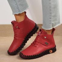 2024 Fur Platform Short Boots Plush Women's Leather Boots Ladies Lace-up Shoes Woman Winter Warm Sneakers Women Botas Mujer 35 raudona