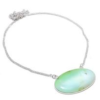 Chrizoprazas Etninis 925 svarų sterlingų sidabro papuošalas Karoliai 18  z8R52 white