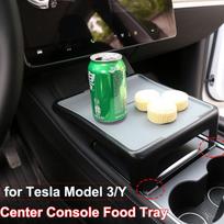 Skirta Tesla Model 3 Y 2023 Maisto padėkliuko rašomasis stalas Centrinis konsolės gėrimų kavos valgomojo stalo stovas su silikoniniu kilimėlio laikymo stalu juoda