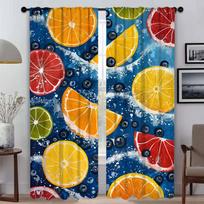 Colorful Fruit Anti-mosquito Curtains for Living Room Blackout Curtain for Room 2 Panel Halloween Decoration Partition Shades W50xH70cmx2pcs-CL