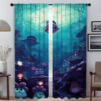 Kawaii Cartoon K-KirbyS Window Curtain for Room 2 Panel Kitchen Curtains Shades Halloween Decoration Home Interior Curtains W50xH70cmx2pcs-CL blue