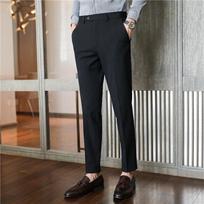 Vyriškos Slim Fit vienspalvės kostiuminės kelnės - Kasdienės, Šiek tiek elastinės, Siauros darbo kelnės 32 tamsiai mėlyna