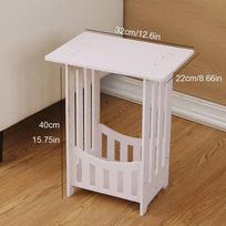 Bedside Table Bedroom Locker Plastic Double-Layers Bedside Cabinet Bookshelf Sundries Storage Rack Living Room Mini Coffee Table ARI white