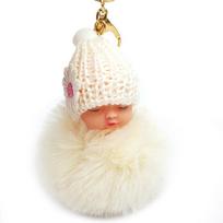 1PC Women Cartoon Baby Toy Plush Fluffy Lovely Fur Ball Doll Keyring Bag Sleep Pendant balta