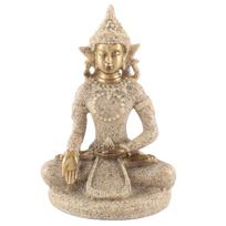 Meditating Seated Buddha Statue Carving Figurine Craft for Home Decoration Ornament (B Gold)