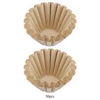 50pcs Disposable Wood Fiber Coffee Filters Cup Replacement (L) beige