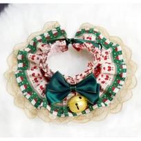 Christmas Dog Choker Printed Bandana Soft Cat Collar Cotton Pet Hoodies Outfit Small Dog Necklace Decor Pug Puppy Bibs Accessory 8x12x2cm žalia