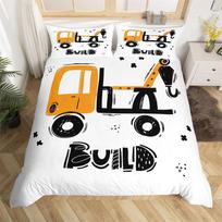 Cartoon Car Duvet Cover Set Kids Excavator Bedding Set Microfiber Construction Vehicles Quilt Cover Single Twin For Boys Girls EU single(135x200cm)