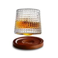 200ML Besisukantis viskio stiklinė Senamadiškas vyno stiklas su mediniu pagrindu Škotija Baras Šventė Viskio vyno stiklinė įrankis 200ml