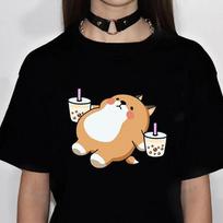 Cute Dinosaur Bubble Tea t shirt women designer anime streetwear t-shirts female harajuku funny women clothing M white