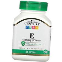 Vitamin E, Alpha Tocopheryl Acetate, Vitamin E 1000, 21st Century 55 gelcaps (36440070) 55softgels