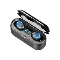 Belaidės mini TWS Bluetooth 5.0 sportinės ausinės su skaitmeniniu ekranu juoda