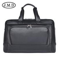 Jiameida Men's Genuine Leather 17  Laptop Briefcase 17 inches juoda