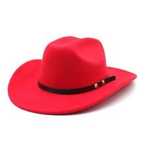Men'S And Women'S Classic Woolen Hat Flat-Brimmed Jazz Top Hat British Gentleman'S Felt Hat M（56-58cm） raudona