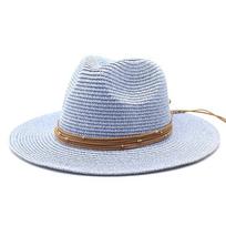 Barnabas Jazz Hat Women'S Fashion Belt Buckle Sunscreen Shade Straw Hat M（56-58cm） dangaus mėlyna spalva