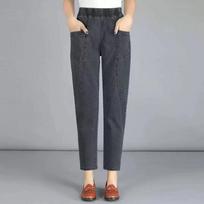 Women Casual Denim Ankle-length Pants Vintage Mom Baggy Vaqueros Elastic High Waist Spring Summer Harem Jeans XXXXL juoda