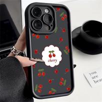 iPhone 16 Pro 15 14 Plus 13 12 Pro Max 11 Xs Xr 8 7 vyšnių rašto matinis smūgiams atsparus minkštas TPU objektyvo apsaugos nuo kritimo saldainių spalvos dėklas iPhone 16 juoda