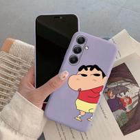 Juokingas animacinis dėklas iPhone Samsung A55 S24 FE S25 M35 A06 Xiaomi Redmi Note 13Pro 14C Huawei Honor Realme, atsparus smūgiams, apsaugantis nuo įbrėžimų, matinis telefono dėklas Realme 12 Pro+ 5G juoda