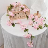 230cm Rožinė Balta Vyšnių Žiedų Šilkinė Dirbtinė Vijoklinė Sakura Kabantys Gėlės Vestuvėms Namų Sienų Dekoravimui Netikras Lapų Girlianda rožinė