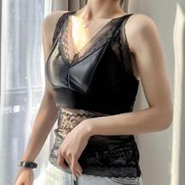 Women Casual Long Bras V Neck With Pad Lingerie Lace Underwear Inner Tops Sexy Women's Bras L white