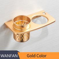 Gold Hair Dryer Holder With Cup Households Rack Hair Blow Dryer Shelf Metal Wall Mount Bathroom Accessories Hair Dryer Rack auksas