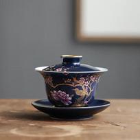 Palace Luxury Enamel Ceramic Gaiwan Teacup Hand Painted Flower Pattern Tea Tureen Travel Tea Bowl Home Teaware Drinkware 150ml 10.7x7.8cm  150ml gray