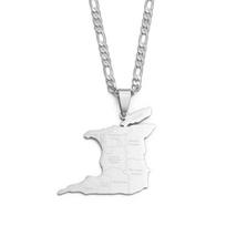 Charm Jewelry, Stainless Steel Trinidad Map City Name Pendant Necklace Men'S And Women'S Titanium Steel Necklace
