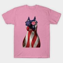 T Shirt Women American Pit Bull On The American Flag T Shirt Harajuku Print Kawaii Tshirt Summer Short Sleeve Female T-Shirt Top Tee S rožinė