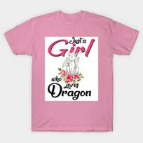 T Shirt Women Just Girl Who Loves Dragon Shirt Harajuku Print Kawaii Tshirt Summer Short Sleeve Female T-Shirt Top Tee S rožinė