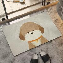 Velvet Puppy Oil Painting Absorbent Floor Mat for Entryway and Bathroom 30x40cm Small Draining Mat