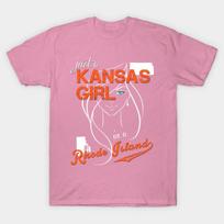 T Shirt Women Kansas Rhode Island Harajuku Print Kawaii Tshirt Summer Short Sleeve Female T-Shirt Top Tee S rožinė