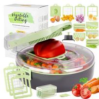 9 in 1 Vegetable Chopper Slicer Mandoline Veggie Slicer Onion Chopper Vegetable Slicer Dicer Cutter with Container šviesiai žalios spalvos