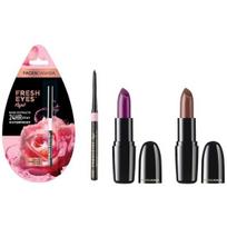 FACESCANADA Weightless Cream Finish Lipstick - Sweet Mocha & Weightless Creme Finish Lipstick - Imperial Plum & Fresh Eyes Kajal 0.35G
