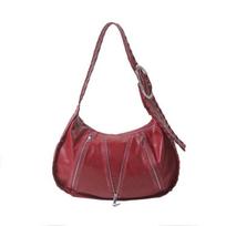 Foldable women's bento bag with multiple zippers large capacity shoulder armpits punk style red crossbody bag brown